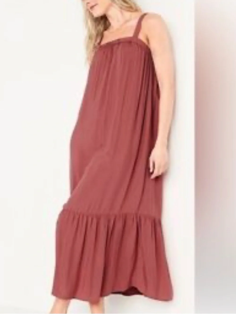 Old Navy | Sleeveless Tie Back Cutout‎ Coral Maci Swing Dress Ruched Peasant